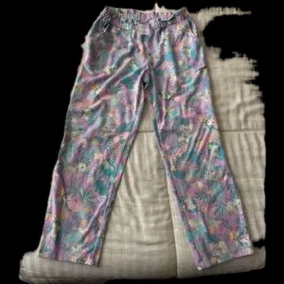 euc Gorgeous blue purple 6 girls floral kitten soft pants - Picture 6 of 6